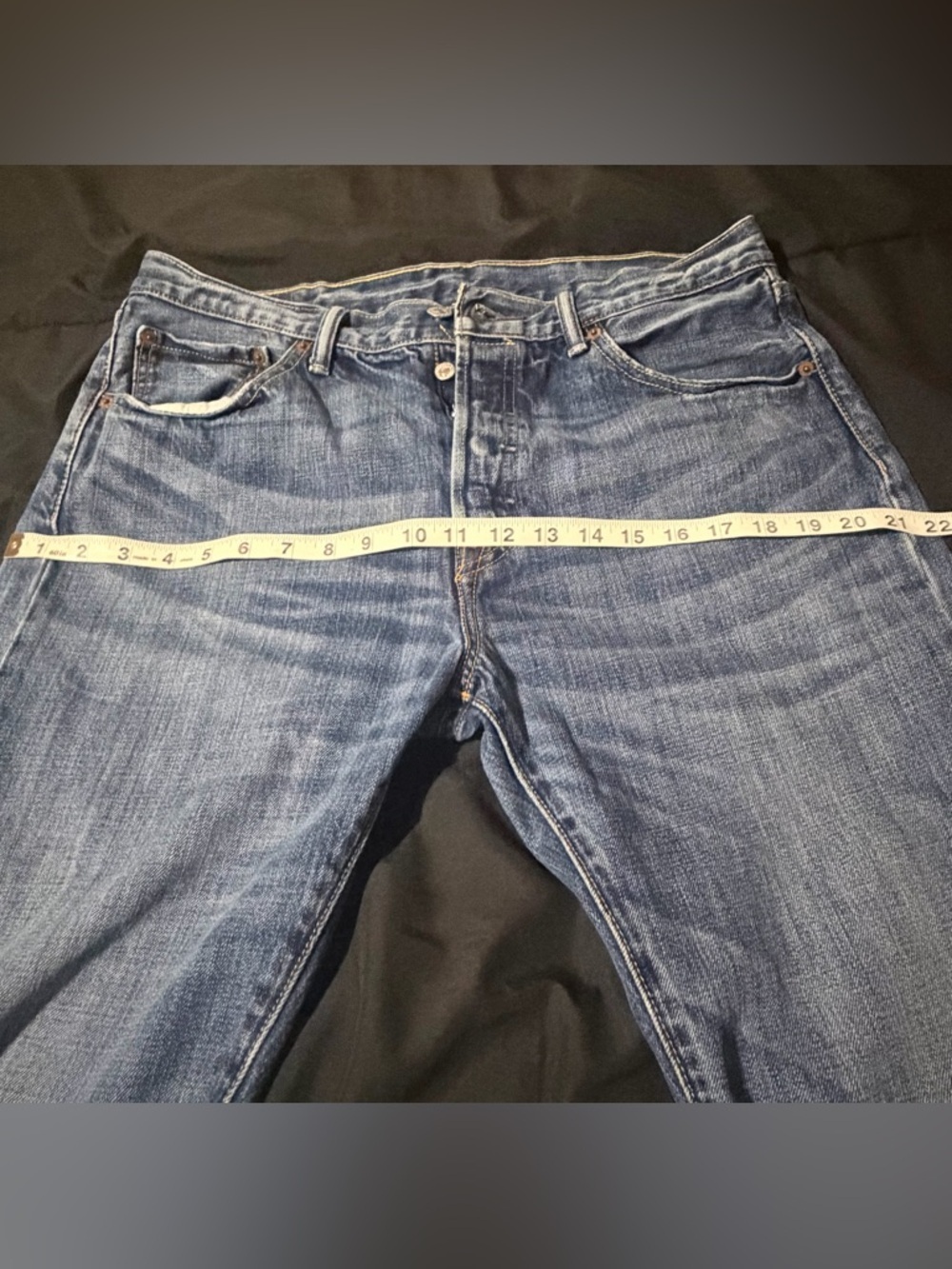 Levi's Men's 501 Washed Blue Relaxed Straight capri Jeans - Picture 10 of 11